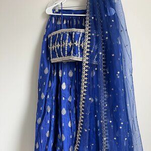 Royal Blue Embroidered Lashkaraa Lehenga